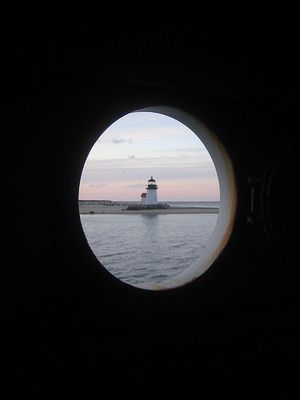 Brant point round window lighthouse view