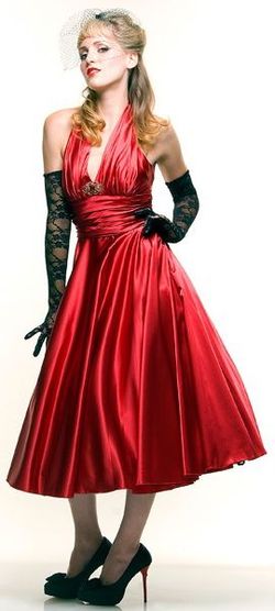 Red marilyn halter dress unique vintage