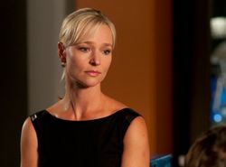 Covert Affairs still Joan Campbell Kari Matchett sleeveless dress